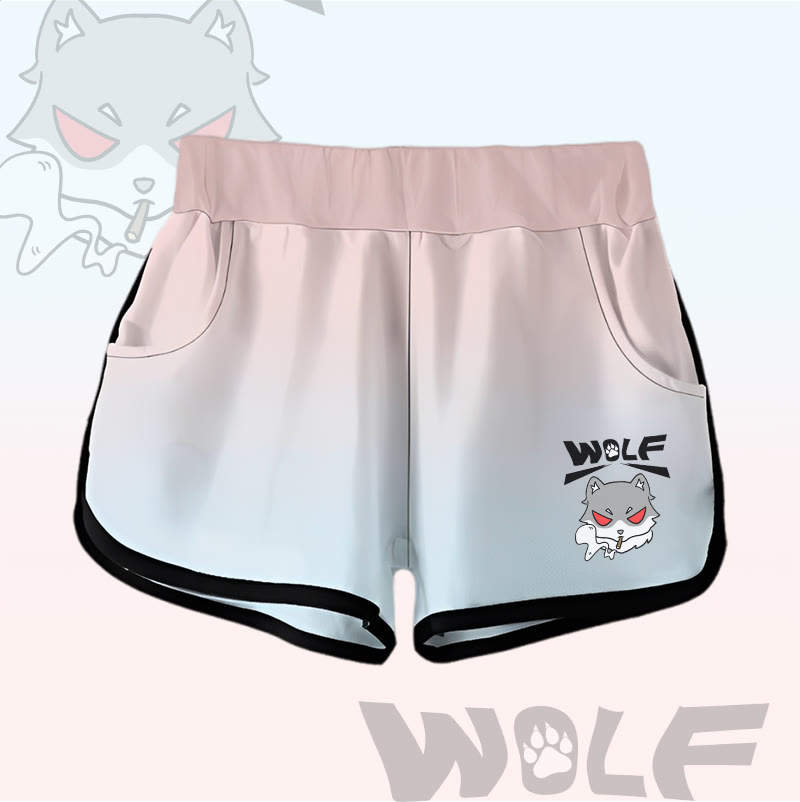 MODAKAWA Shorts mit Farbverlauf und Rauchwolf-Grafik - Pink - 5XL - image 4