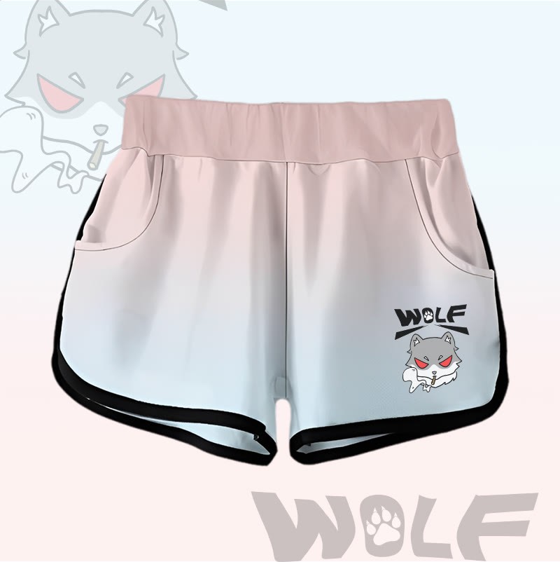 MODAKAWA Shorts mit Farbverlauf und Rauchwolf-Grafik - Pink - 5XL - image 4