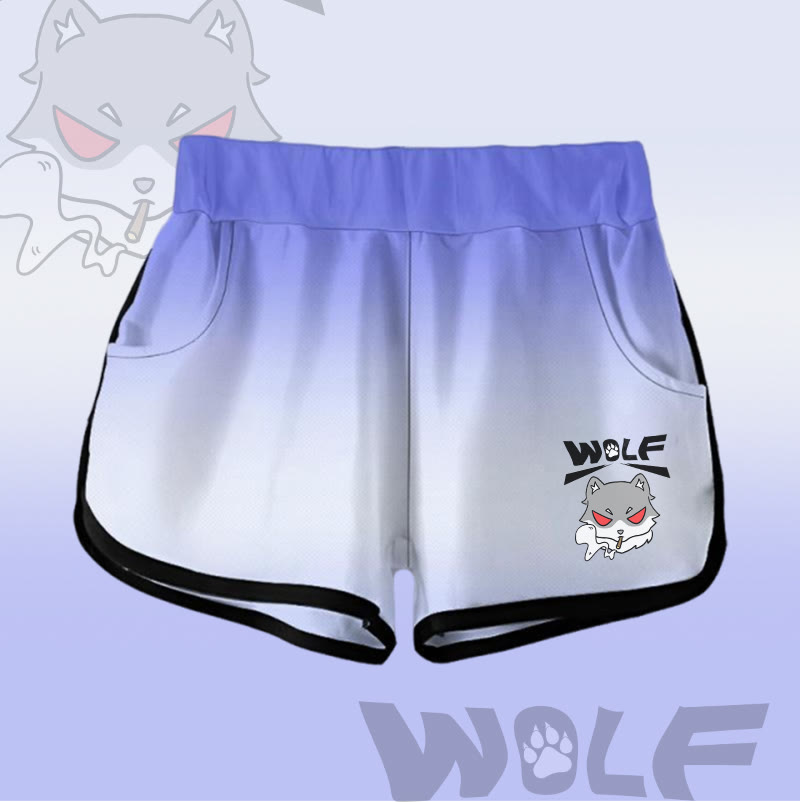 MODAKAWA Shorts mit Farbverlauf und Rauchwolf-Grafik - Purple - 5XL - image 5