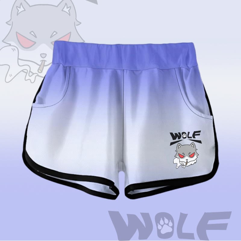 MODAKAWA Shorts mit Farbverlauf und Rauchwolf-Grafik - Purple - 5XL - image 5