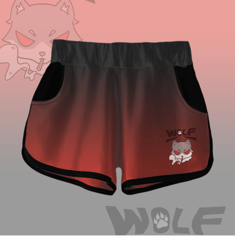 MODAKAWA Shorts mit Farbverlauf und Rauchwolf-Grafik - Red - 5XL - image 3