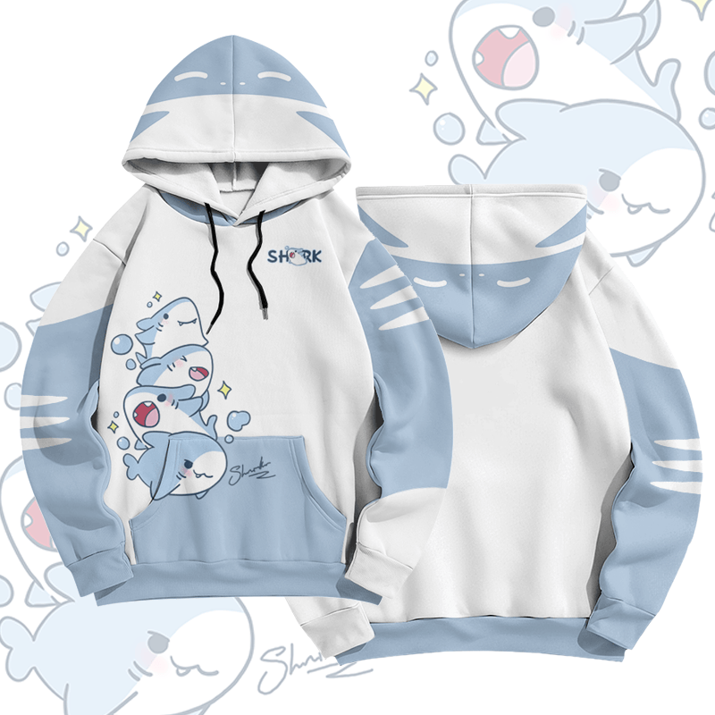 MODAKAWA Pullover-Hoodie mit verspieltem Hai-Grafikprint - White - 8XL - image 2