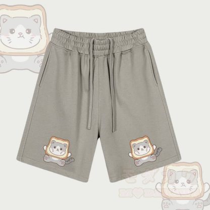 MODAKAWA Toast Cat Graphic Drawstring Shorts - Graubraun - 2XL - image 1