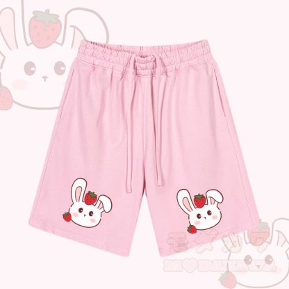 MODAKAWA Shorts mit Erdbeerhasen-Grafik und Kordelzug - Rosa - 2XL - image 1