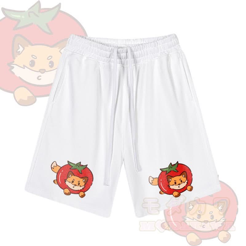 MODAKAWA Shorts mit Tomatenfuchs-Grafik und Kordelzug - Weiß - 2XL - image 5