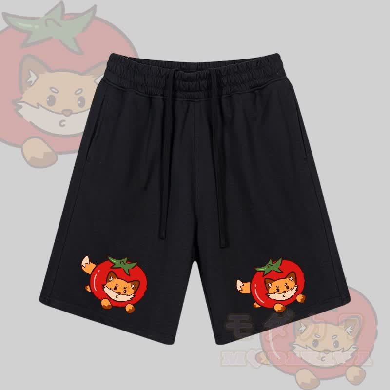 MODAKAWA Shorts mit Tomatenfuchs-Grafik und Kordelzug - Schwarz - 2XL - image 1