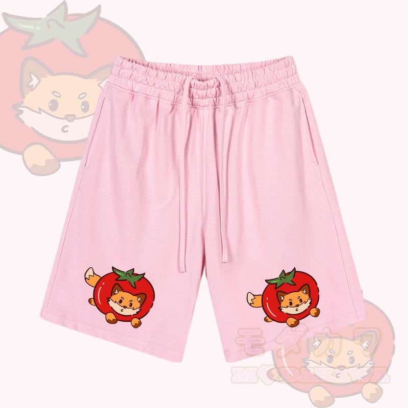 MODAKAWA Shorts mit Tomatenfuchs-Grafik und Kordelzug - Rosa - 2XL - image 3