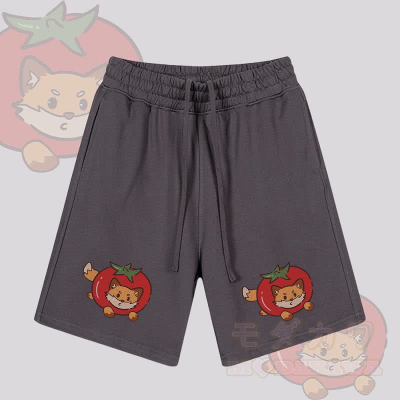 MODAKAWA Shorts mit Tomatenfuchs-Grafik und Kordelzug - Dunkelviolett - 2XL - image 2