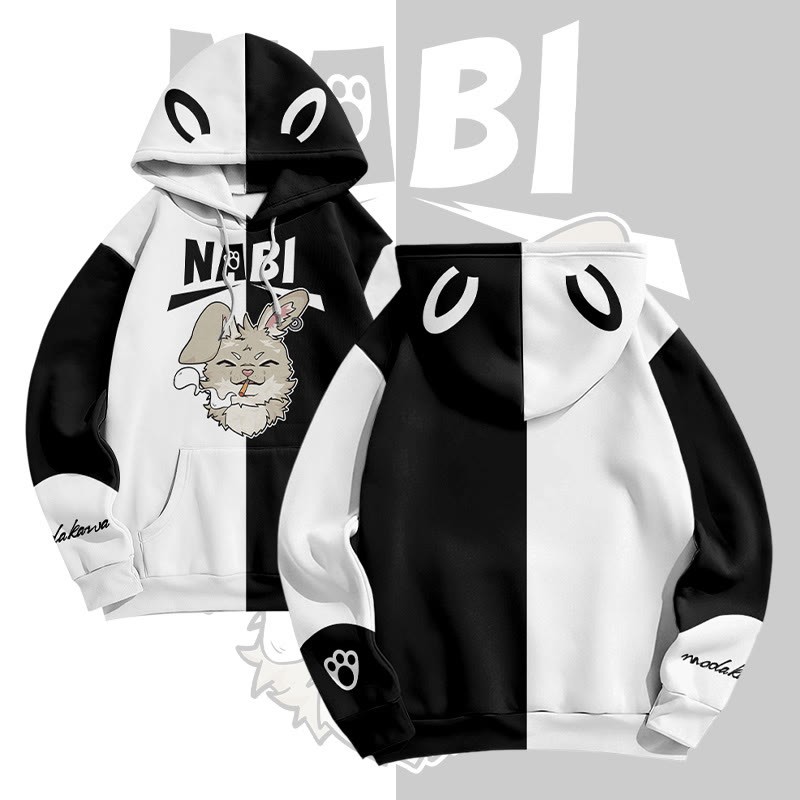 MODAKAWA NABI Pullover-Hoodie mit Allover-Print und Raucherhasen-Grafik - White - 8XL - image 1
