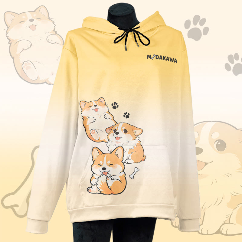 MODAKAWA Pullover-Hoodie mit Allover-Print eines Hundes mit herausgestreckter Zunge - Yellow - 8XL - image 1