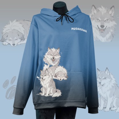 MODAKAWA Pullover-Hoodie mit Allover-Print eines rauchenden Hundes - Dark Blue - 8XL - image 1