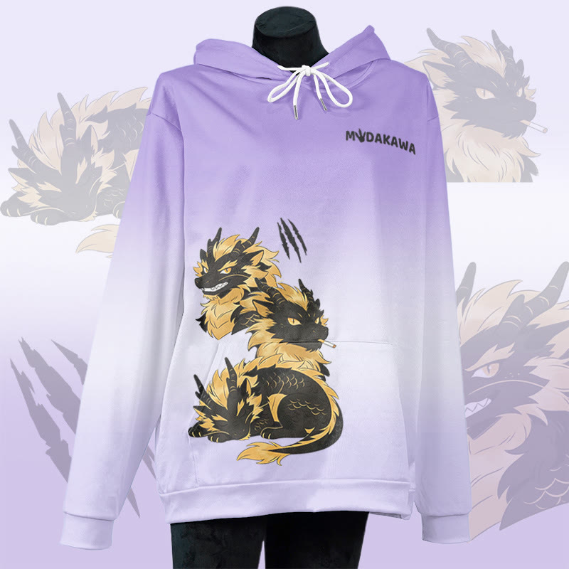MODAKAWA Pullover-Hoodie mit rauchendem Drachen-Grafikprint - Purple - 8XL - image 2