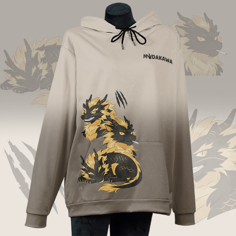 MODAKAWA Pullover-Hoodie mit rauchendem Drachen-Grafikprint - Brown - 8XL - image 1