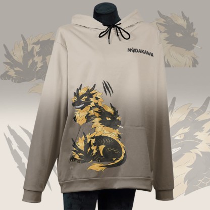 MODAKAWA Pullover-Hoodie mit rauchendem Drachen-Grafikprint - Brown - 8XL - image 1