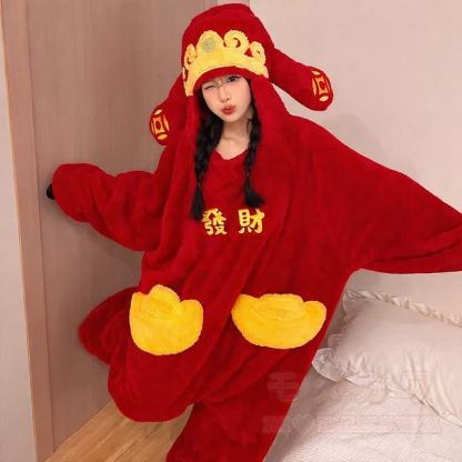 Lucky Fortune Plüsch-Kapuzen-Einteiler-Pyjama - Pyjama + Schuhe - 2XL - image 3