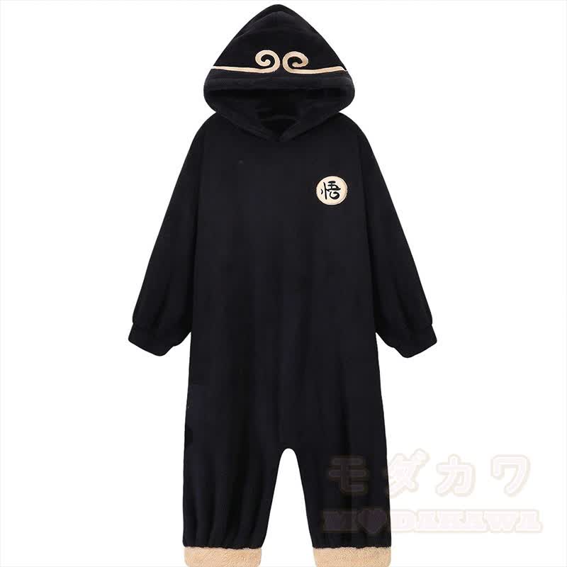 Plüsch-Kapuzen-Einteiler mit Buchstabenstickerei - Pyjama - 2XL - image 2