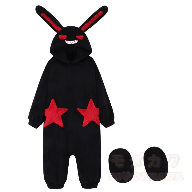 Sternenhasen-Plüsch-Kapuzen-Einteiler-Schlafanzug - Pyjama + Schuhe - 2XL - image 3