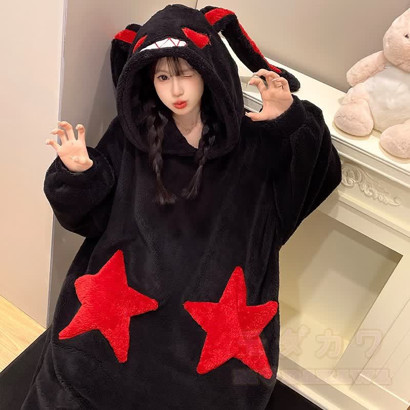 Sternenhasen-Plüsch-Kapuzen-Einteiler-Schlafanzug - image 4