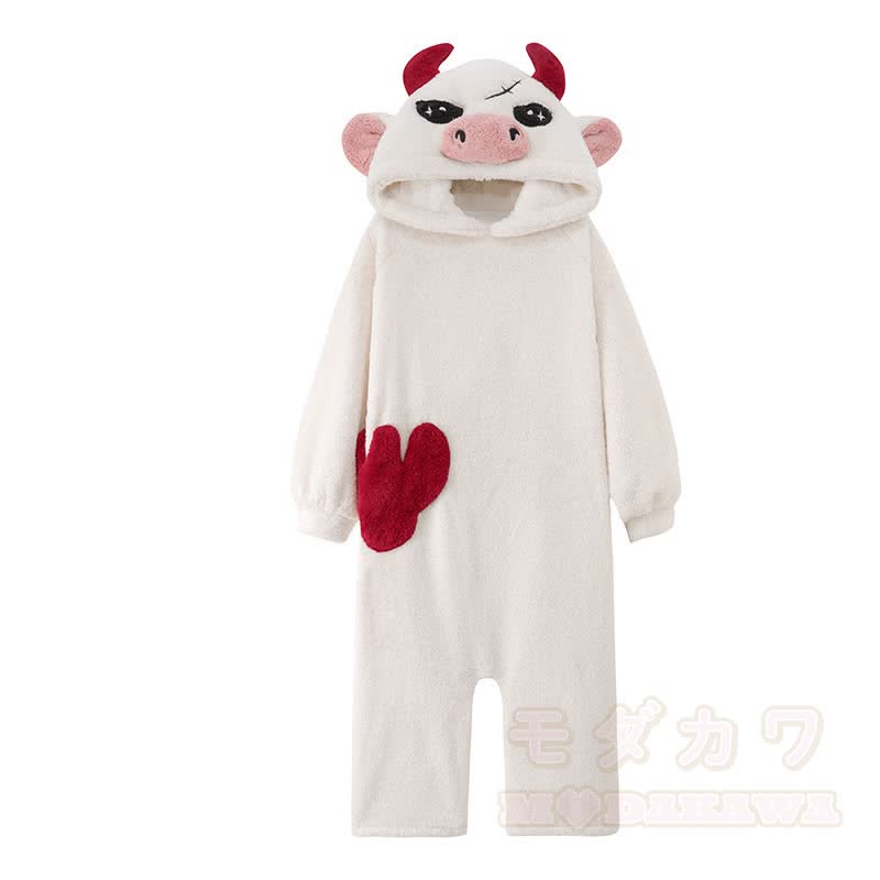 Kuh-Plüsch-Kapuzen-Einteiler-Schlafanzug - Pyjama - 2XL - image 2