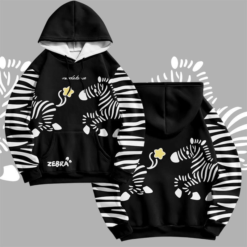 MODAKAWA Pullover-Hoodie mit Zebra-Print und Allover-Grafik - Black - 8XL - image 1