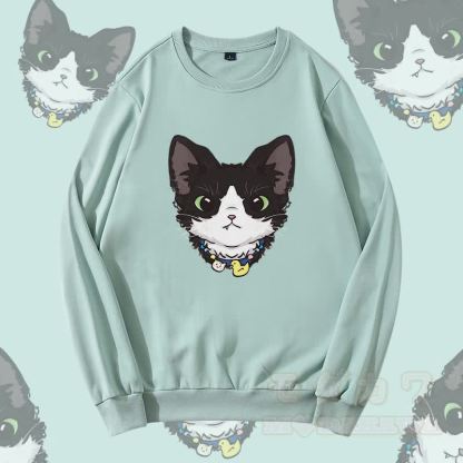 MODAKAWA Sweatshirt mit niedlichem Katzenmotiv und Rundhalsausschnitt - Grün - 5XL - image 2