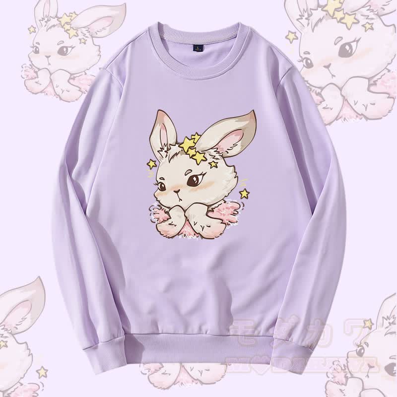 MODAKAWA Star Bunny Graphic Rundhals-Sweatshirt - Hellviolett - 5XL - image 1