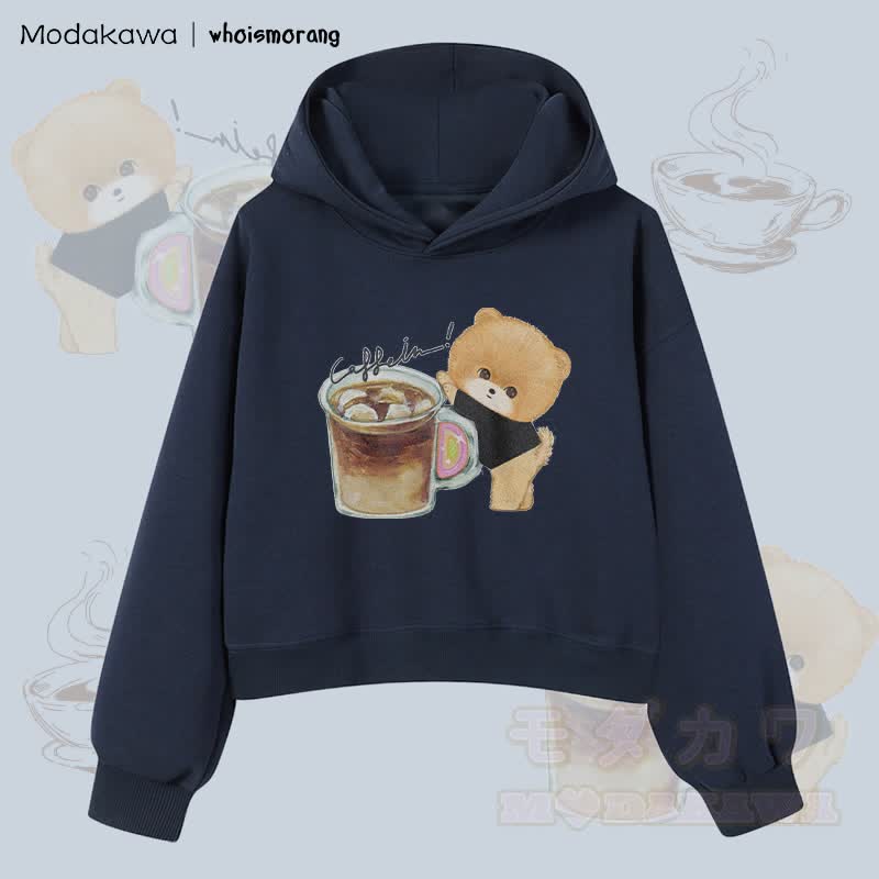 MODAKAWA X whoismorang Coffee Dog Graphic Cropped Cotton Hoodie - Purpurblau - 3XL - image 1