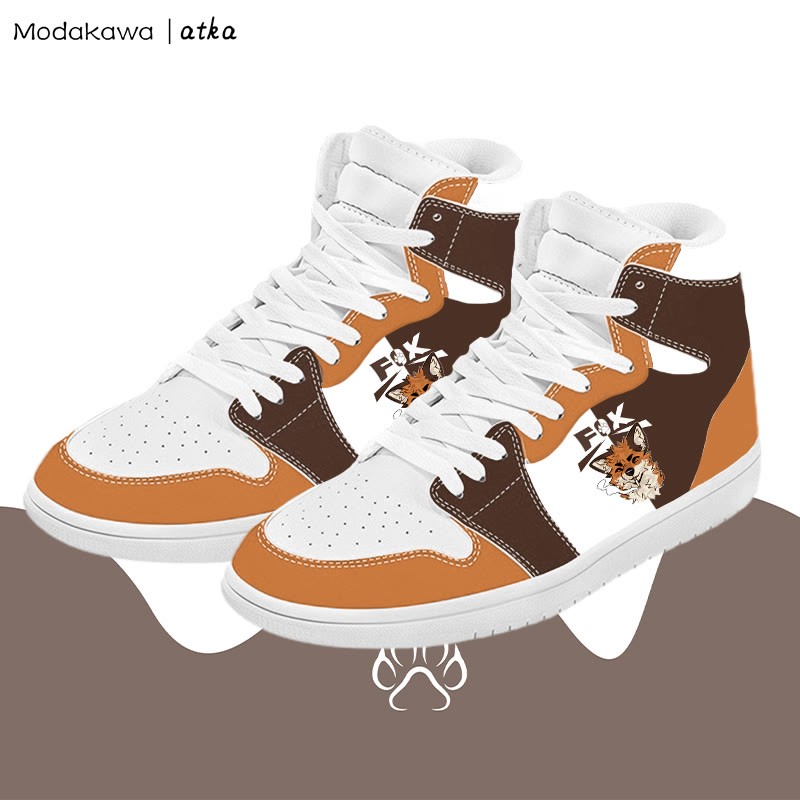 MODAKAWA X atka Fox Smoking Graphic Farben Block High Top Canvas Schuhe - Orange B - 48 - image 2