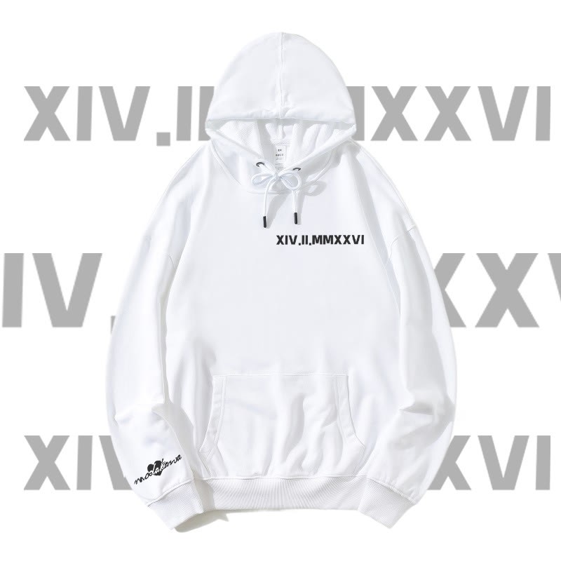 MODAKAWA Streetwear Pullover Hoodie mit Buchstabenherz-Grafik - White - 5XL - image 2