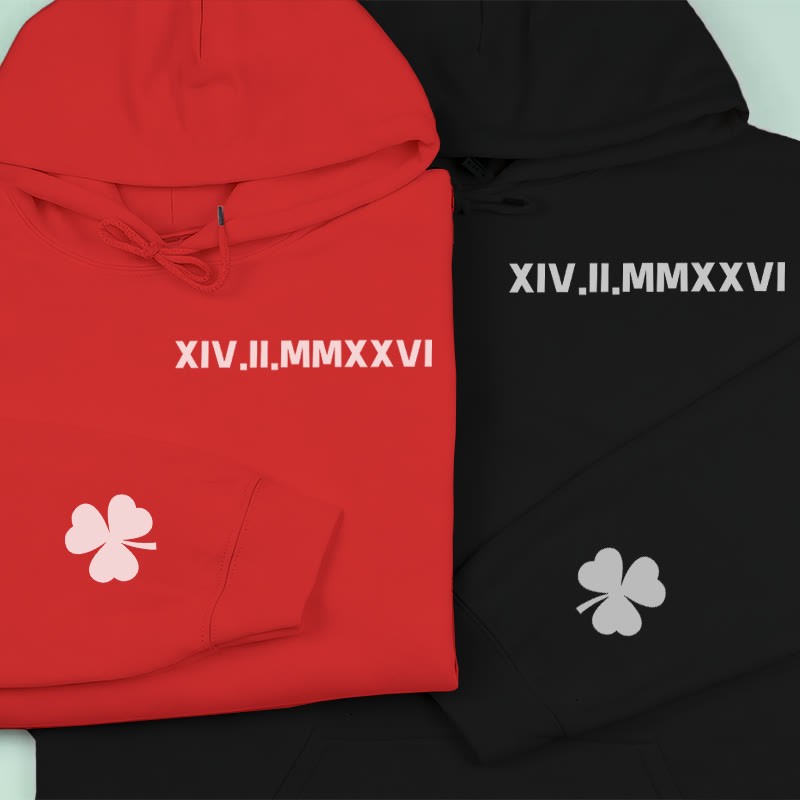 MODAKAWA Letter Lucky Clover Grafik Streetwear Pullover Hoodie - image 1