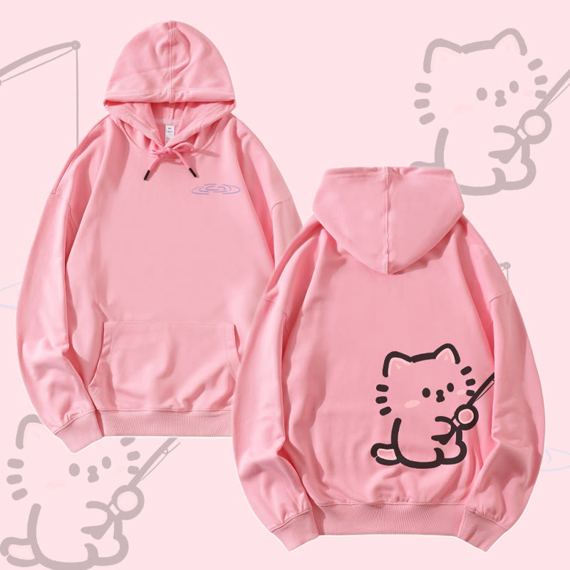 MODAKAWA Partner-Hoodie mit Fischkatzen-Motiv - Pink - 5XL - image 2