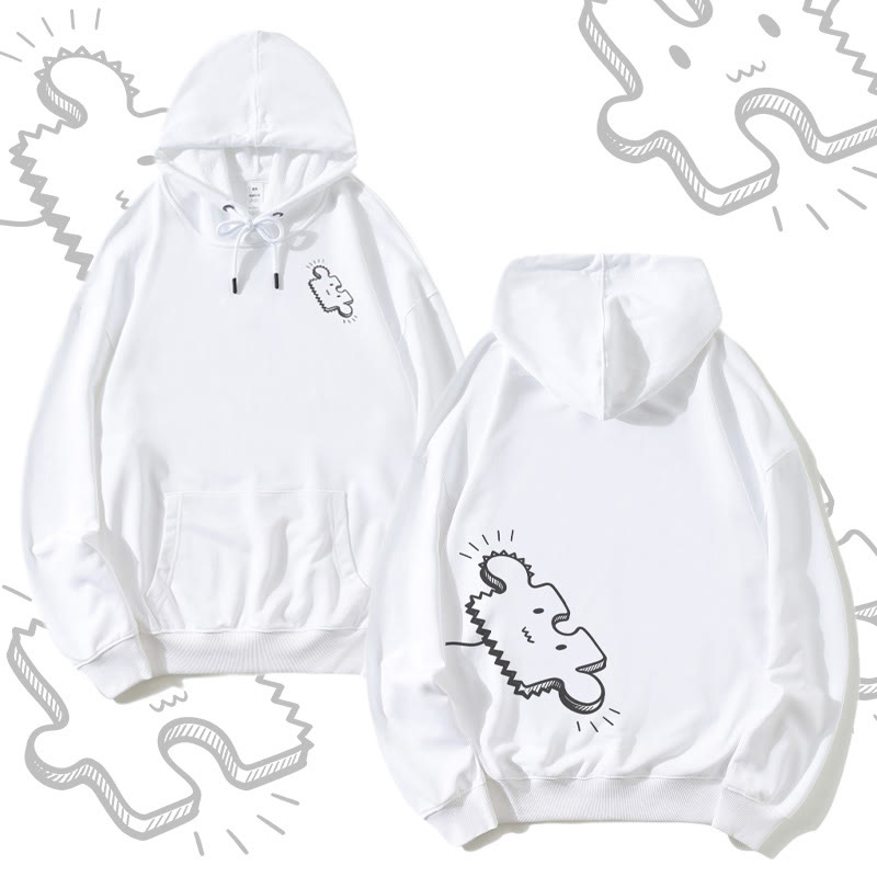 MODAKAWA Puzzle Graphic Partner-Hoodie - White - 5XL - image 3