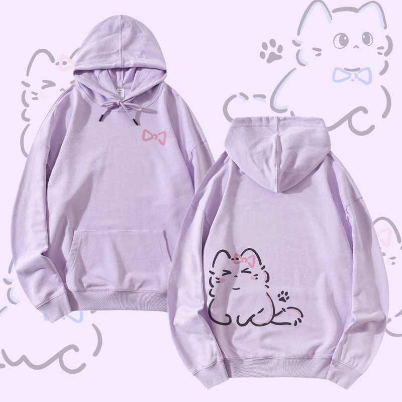 MODAKAWA Niedlicher Katzen-Print Partner-Hoodie - Purple - 5XL - image 3