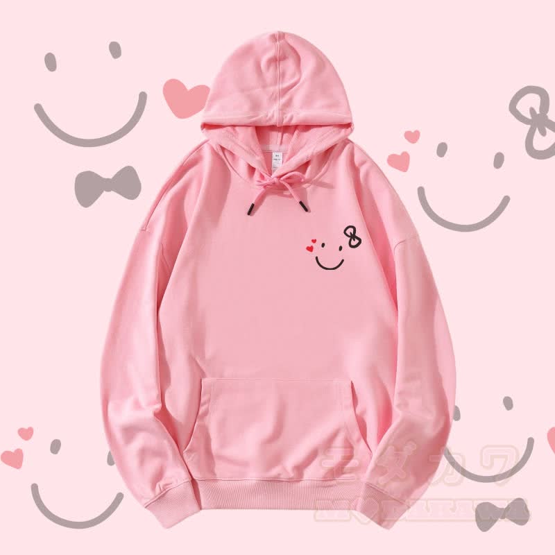 MODAKAWA Streetwear Pullover Hoodie mit Smile-Gesicht-Grafik - Rosa - 5XL - image 1