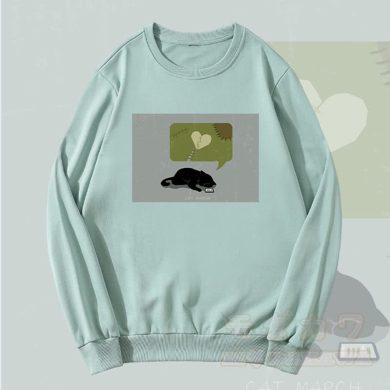 MODAKAWA Unisex-Sweatshirt mit Katzenmotiv „Stilles Herz“ - Grün - 5XL - image 2