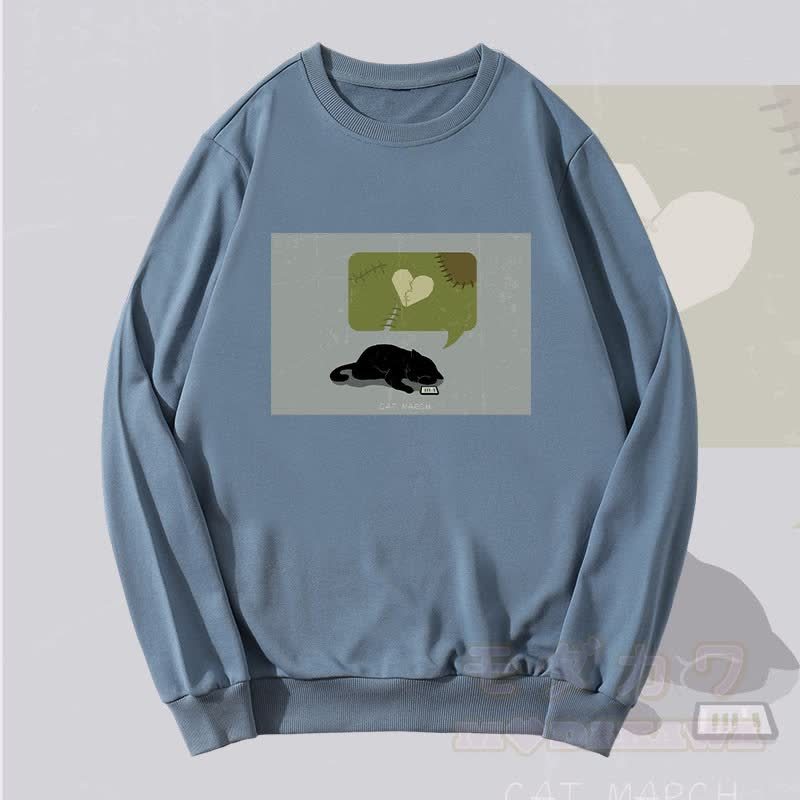 MODAKAWA Unisex-Sweatshirt mit Katzenmotiv „Stilles Herz“ - Staubiges Blau - 5XL - image 1
