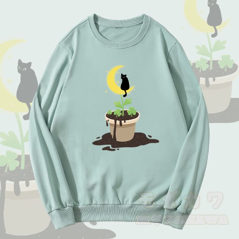 MODAKAWA Moonlight Cat Growth Graphic Unisex Sweatshirt - Grün - 5XL - image 2