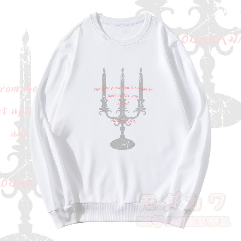 MODAKAWA Unisex-Sweatshirt mit Candlelight Faith-Grafik - Weiß - 5XL - image 2