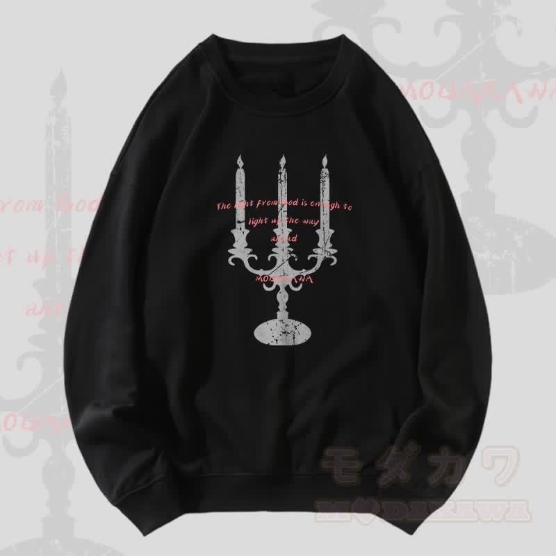 MODAKAWA Unisex-Sweatshirt mit Candlelight Faith-Grafik - Schwarz - 5XL - image 1