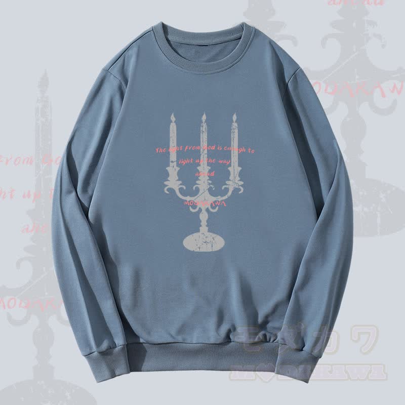 MODAKAWA Unisex-Sweatshirt mit Candlelight Faith-Grafik - Staubiges Blau - 5XL - image 4