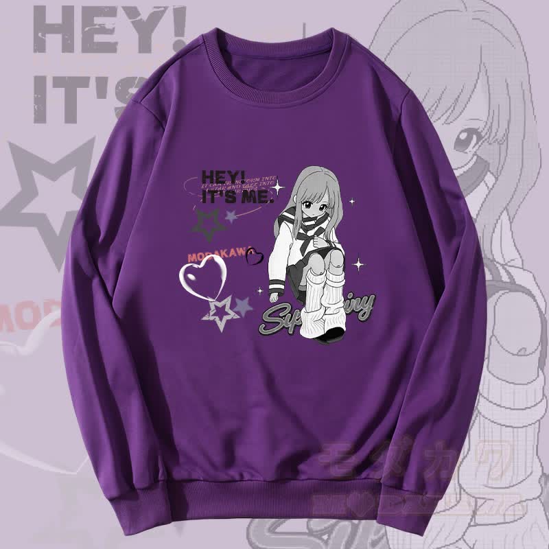 MODAKAWA HEY! IT'S ME Mädchen-Grafik Unisex-Sweatshirt - Dunkelviolett - 5XL - image 2