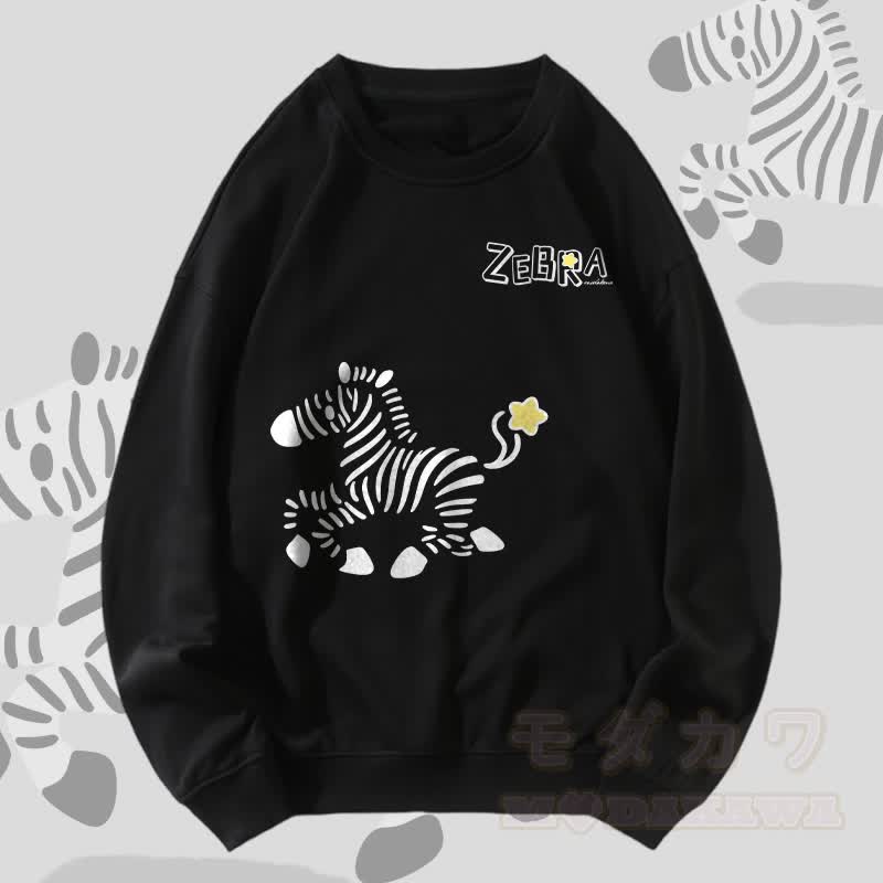 MODAKAWA Unisex-Sweatshirt mit Zebra-Laufmotiv - Schwarz - 5XL - image 2