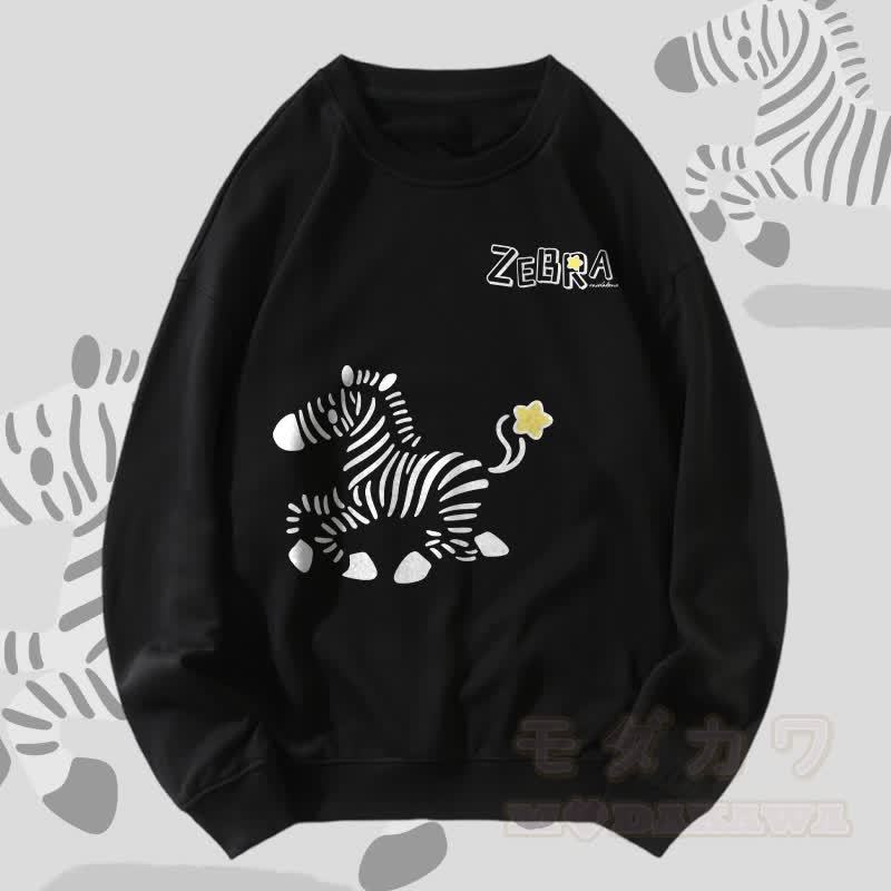MODAKAWA Unisex-Sweatshirt mit Zebra-Laufmotiv - Schwarz - 5XL - image 2