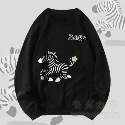 MODAKAWA Unisex-Sweatshirt mit Zebra-Laufmotiv - Schwarz - 5XL - image 2