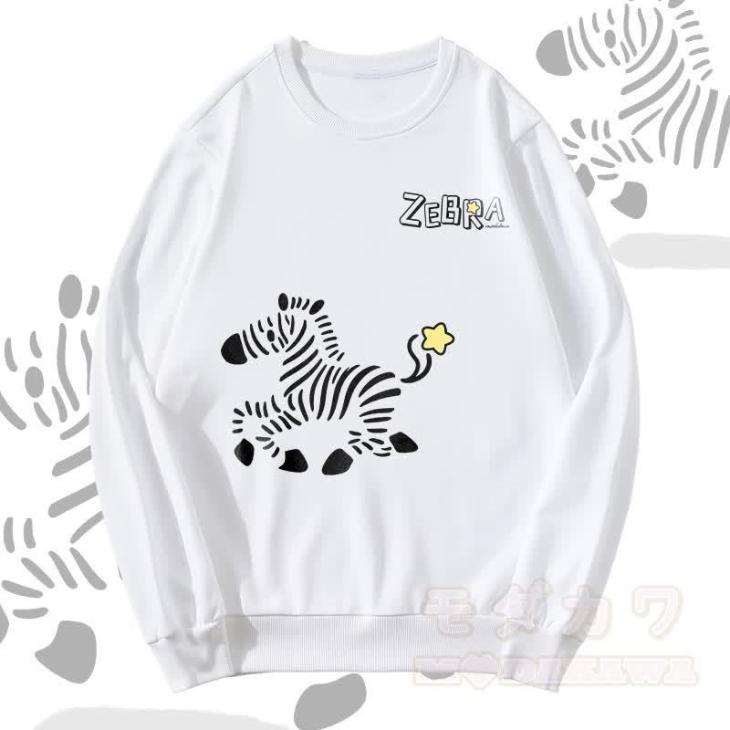 MODAKAWA Unisex-Sweatshirt mit Zebra-Laufmotiv - Weiß - 5XL - image 1