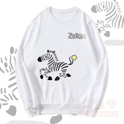 MODAKAWA Unisex-Sweatshirt mit Zebra-Laufmotiv - Weiß - 5XL - image 1