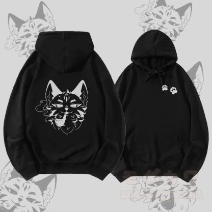 MODAKAWA Smoking Fox Graphic Streetwear Pullover Hoodie - Schwarz - 5XL - image 2