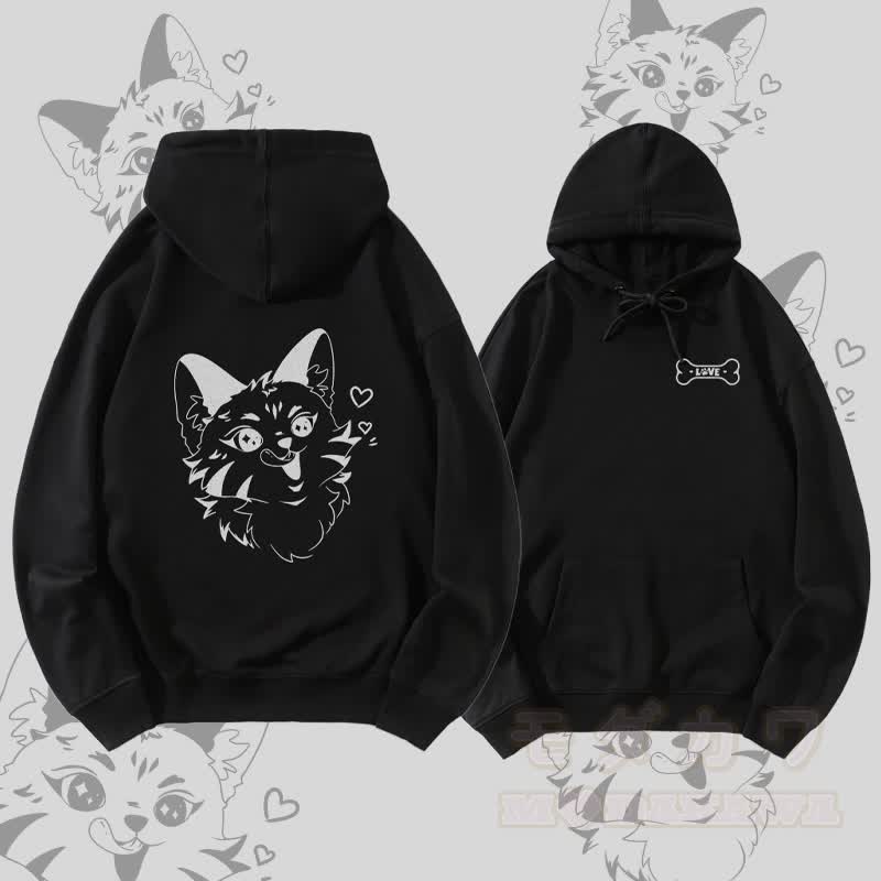 MODAKAWA Verspielter Fuchs-Streetwear-Pullover-Hoodie - Schwarz - 5XL - image 2