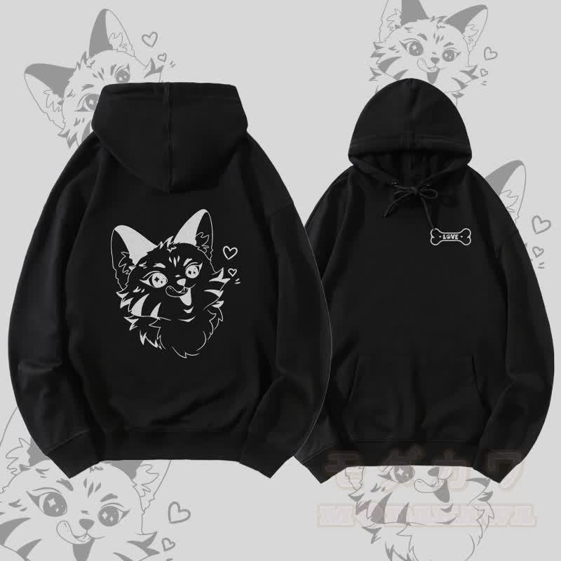 MODAKAWA Verspielter Fuchs-Streetwear-Pullover-Hoodie - Schwarz - 5XL - image 2