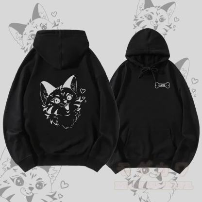 MODAKAWA Verspielter Fuchs-Streetwear-Pullover-Hoodie - Schwarz - 5XL - image 2